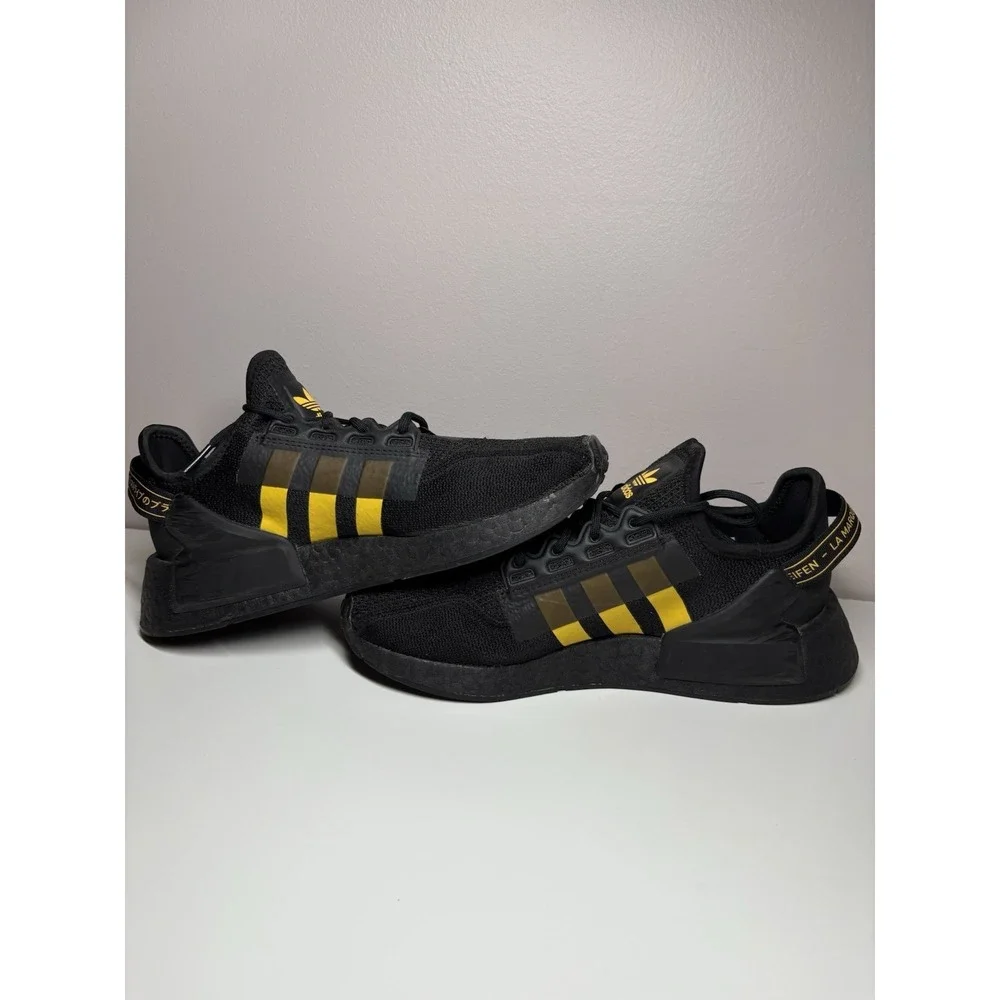 Adidas NMD R1 V2 Black Solar Gold Boost Men's Shoes Sneakers Lace Up - Size 7‎